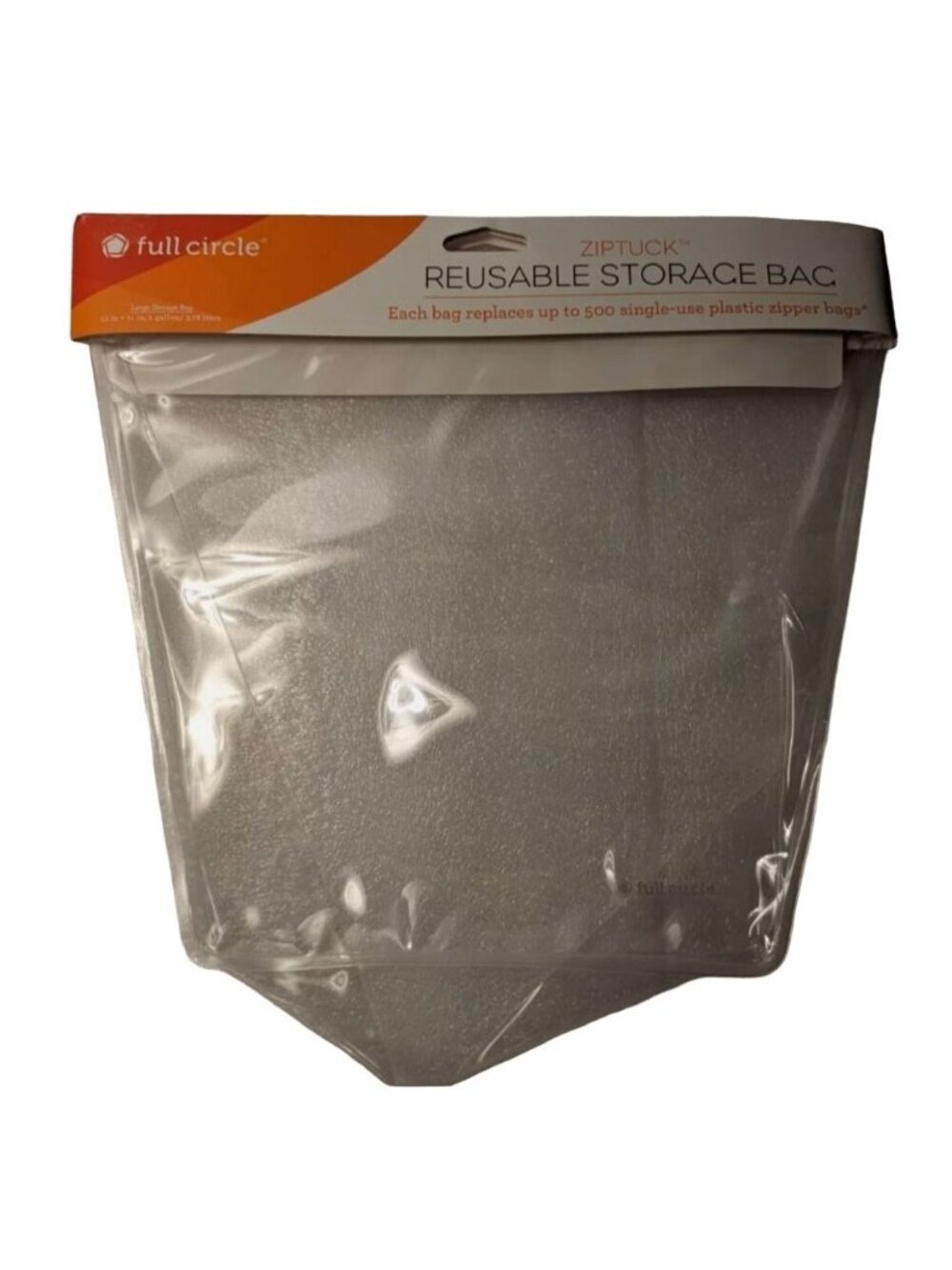 Full Circle Ziptuck Reusable Storage Bag Large Clear 12"x11" 1 Gallon 3.78 Liter
